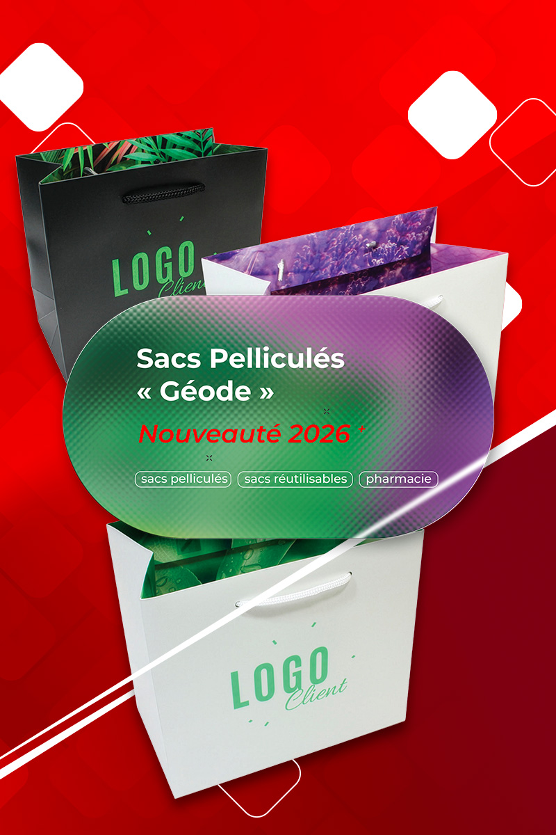 embal plus slider packaging sacs pelliculés innovation embal plus avec le sac Géode, intérieur motif extérieur uni à personnaliser à votre logo